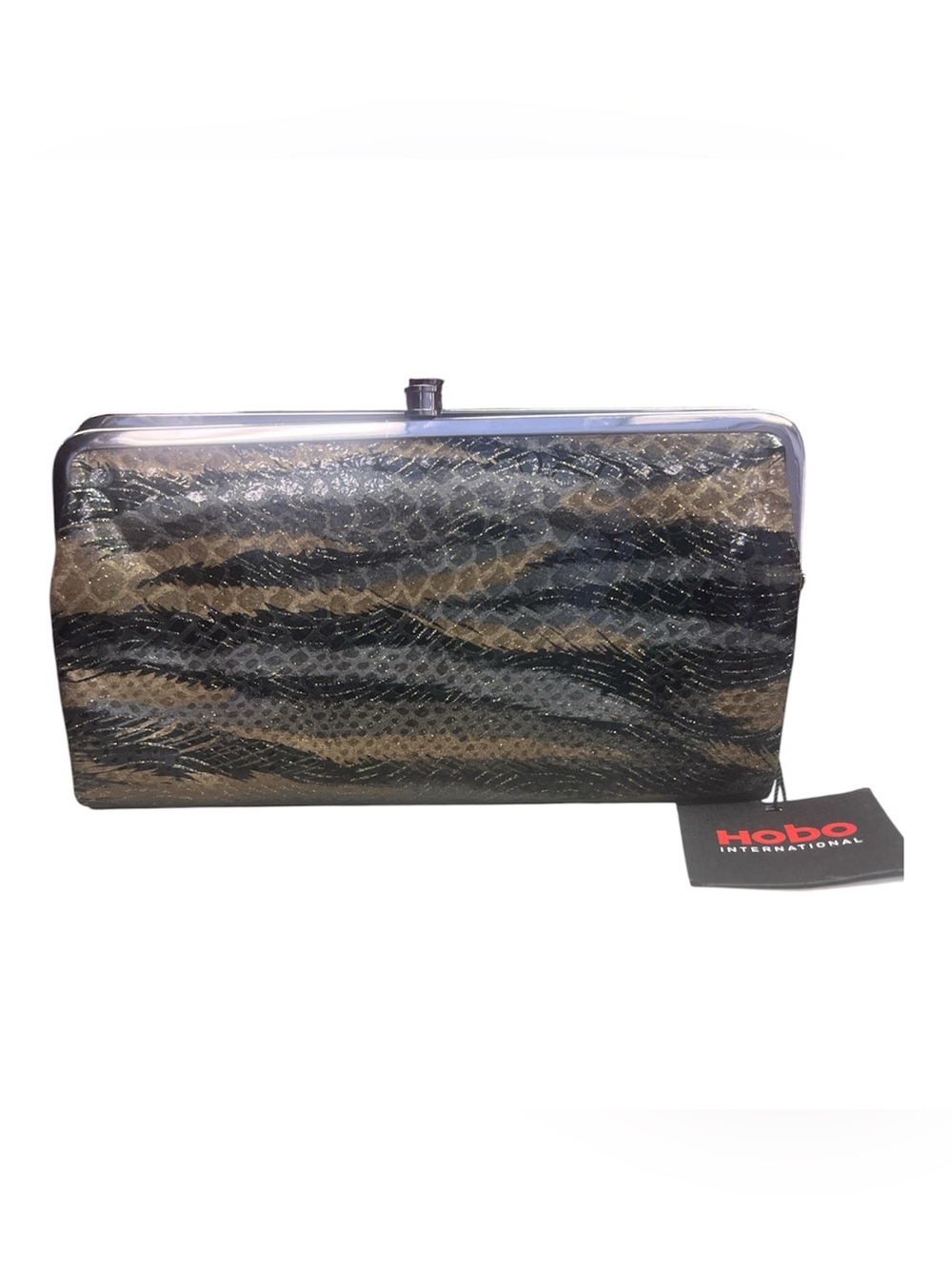 HOBO Brown and Black Snakeskin Clutch